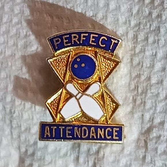 Vintage 1980s Perfect Attendance Bowling Lapel Collectible Pin - Picture 4 of 9